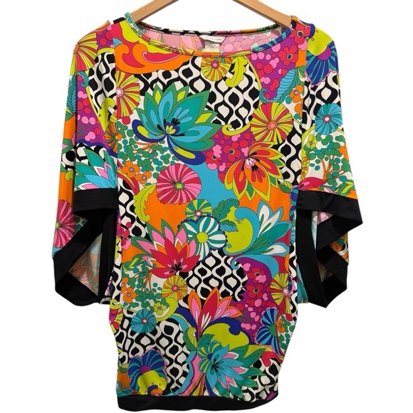 TRINA TURK Balboa Mod Swimsuit Cover Up Mini Dress | Bright Colorful Tunic | XS - Picture 4 of 7